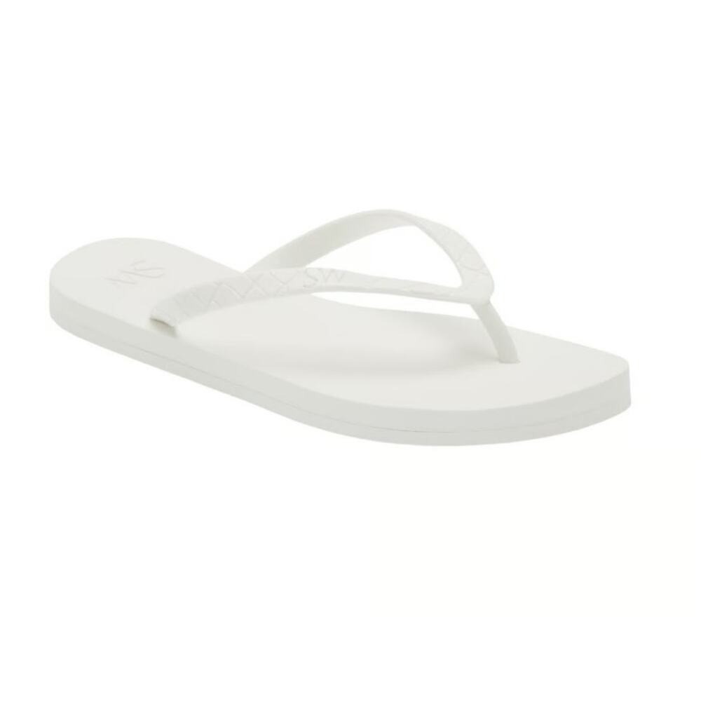 Stuart Weitzman White Textured Strap‎ Flip Flop Sandals SA928 Womens Size 10B